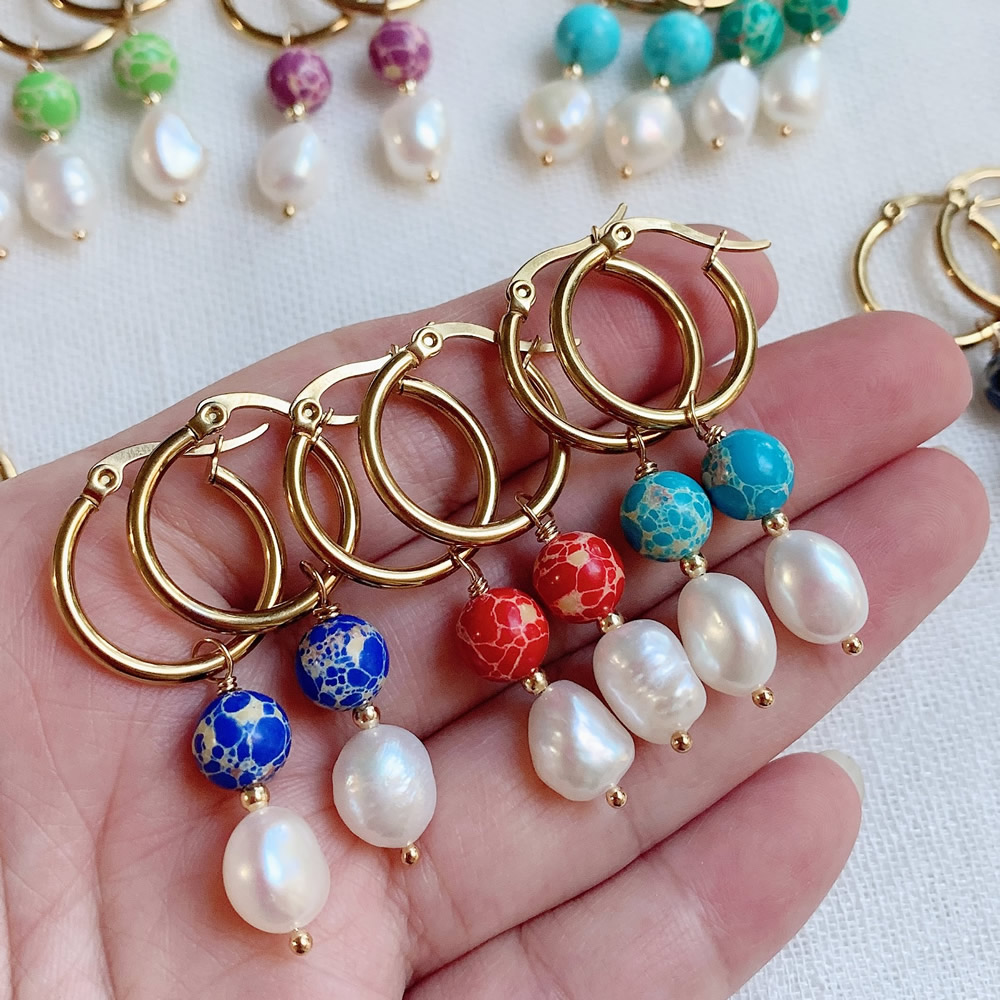 Aura Ethnic Fashion - Natural Freshwater Baroque Pearl Drop Earrings