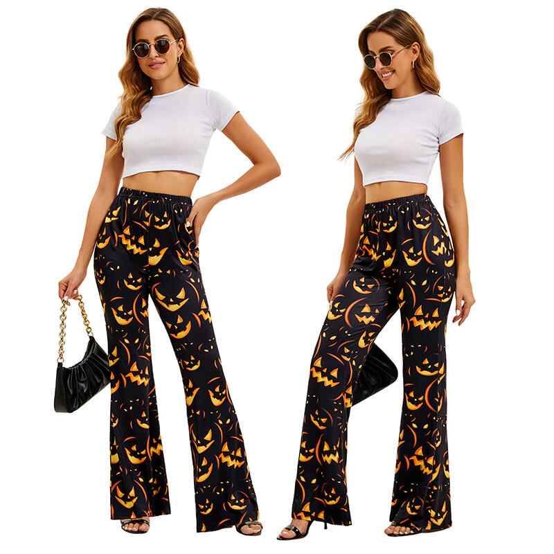Ethnic Wear Fashion Brand - Halloween Bat Pumpkin Print Women's Pants