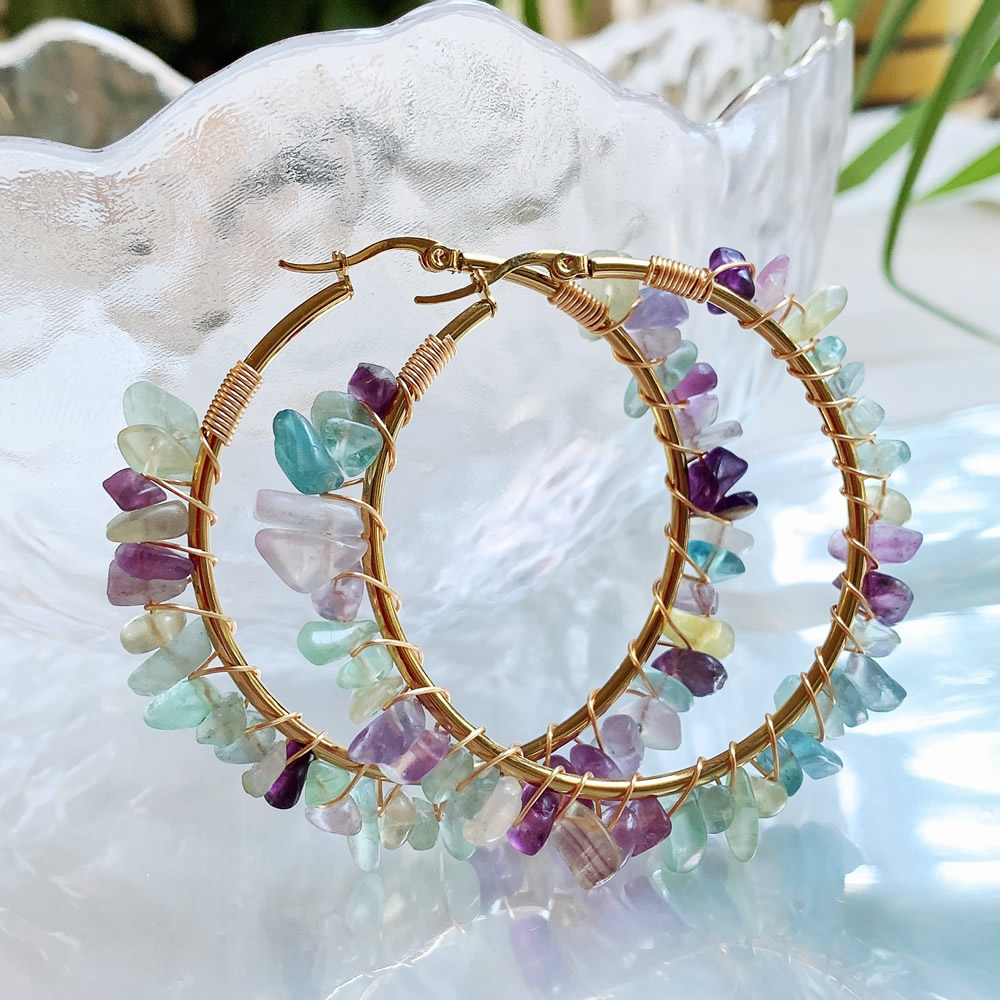 Natural Crystal Hoop Earring I - огляд і ціна Aura Ethnic Fashion