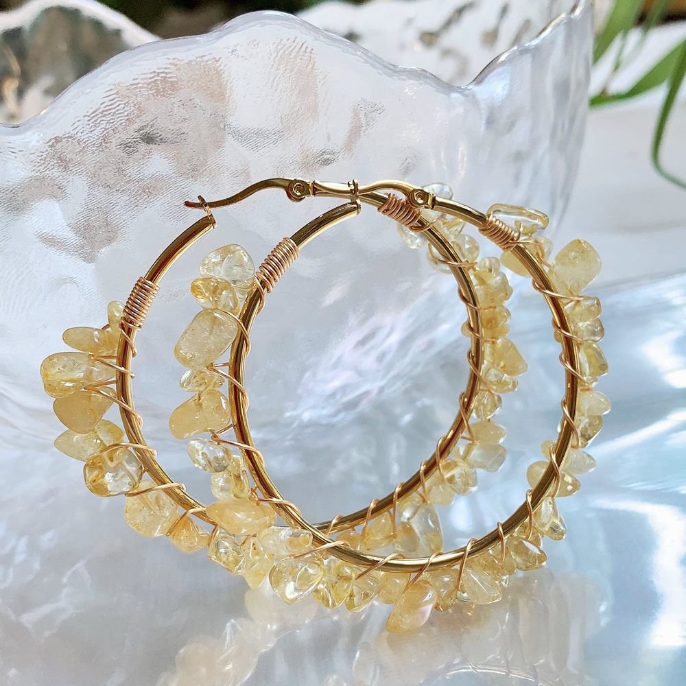 Natural Crystal Hoop Earring I - огляд і ціна Aura Ethnic Fashion