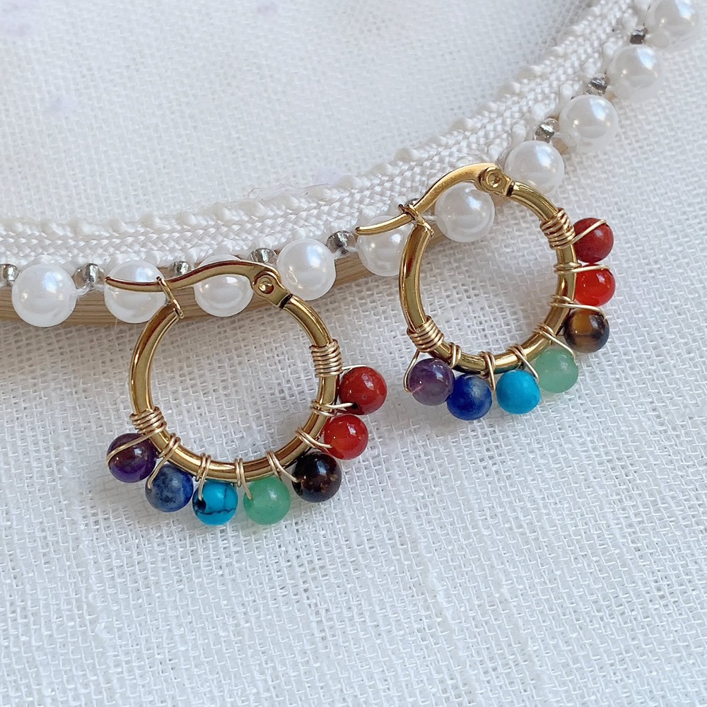 7 Chakras Natural Stone Earrin - огляд і ціна Aura Ethnic Fashion