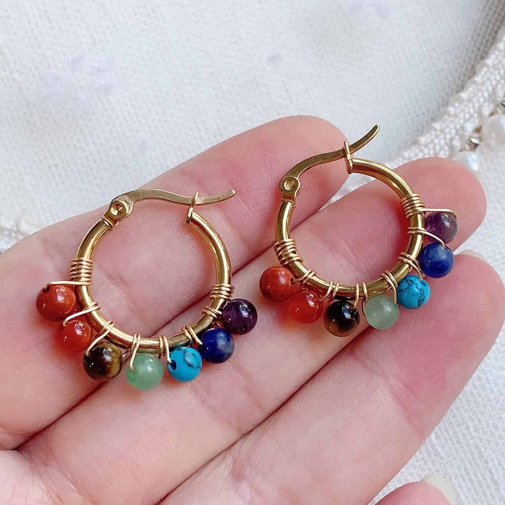 7 Chakras Natural Stone Earrin - огляд і ціна Aura Ethnic Fashion