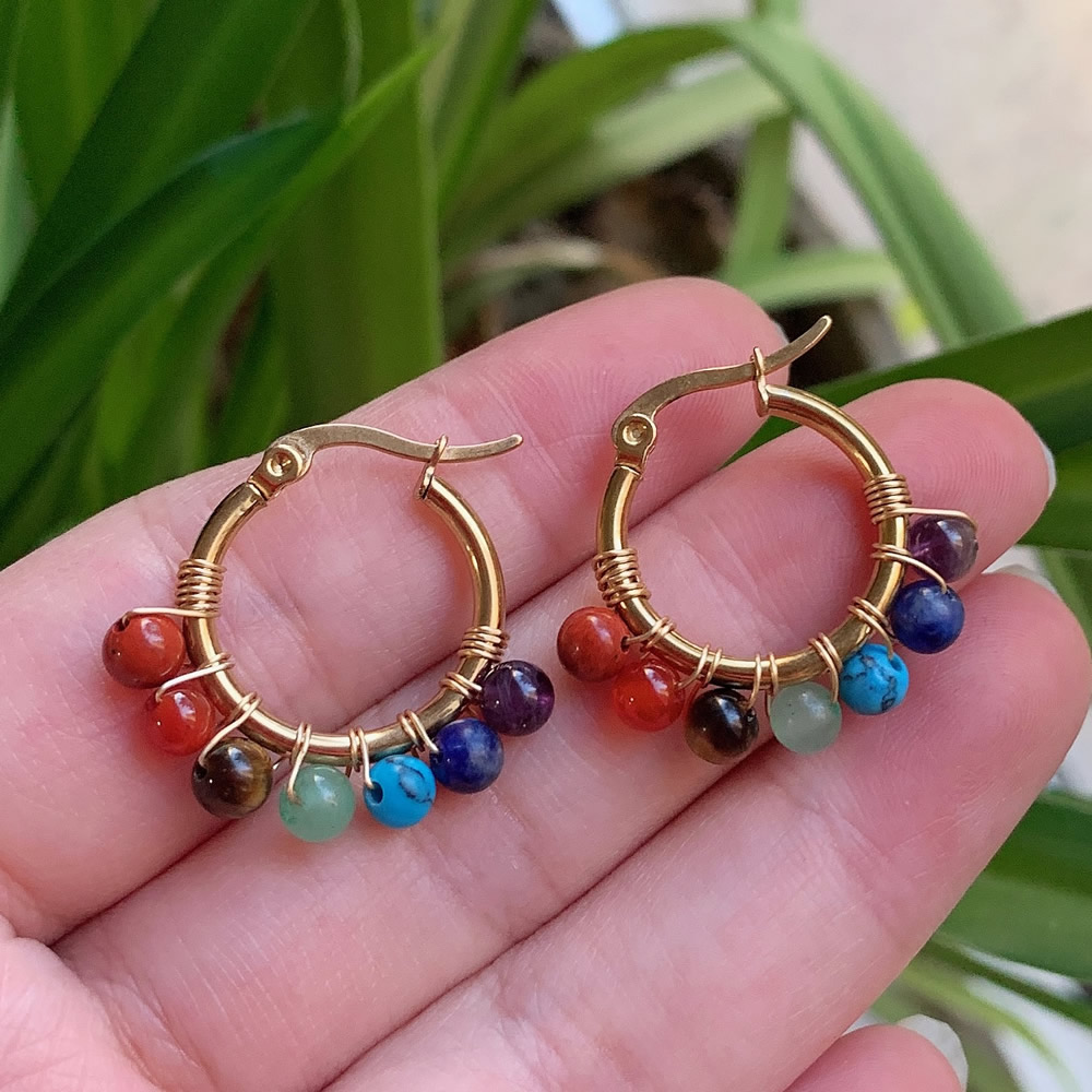 7 Chakras Natural Stone Earrin - огляд і ціна Aura Ethnic Fashion